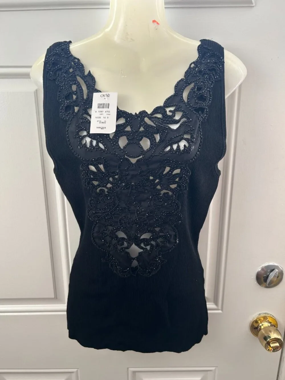 Cache Vintage Black Lace Tank Top - Size Medium 34 Bust